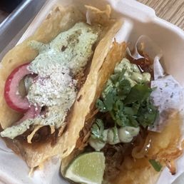 Jimmy churri and goat tacos