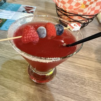 Pedro's Tacos & Tequila Bar - Blueberry lemon drop with Santa - Mexican Near Me - Ridgeland, Mississippi