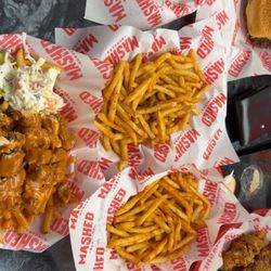 Mashed Burgers - Loaded hot chicken fries, chicken tenders