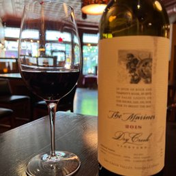 Wine and a bottle of wine.