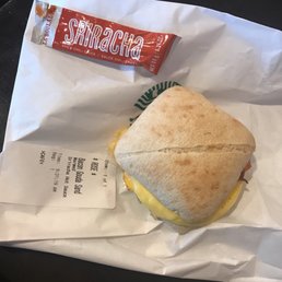 Get the bacon, egg and Gouda breakfast sandwich with sriracha. You won't be disappointed! Get the bacon, egg and Gouda breakfast sandwich with sriracha. You won't be disappointed!