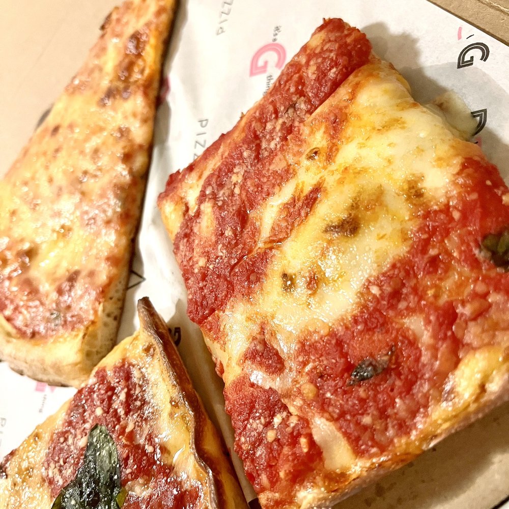 Pizzeria G - Upside Down Sicilian Slice, Regular Cheese Slice, Grandma Slice - Pizza Near Me - Garden City, New York Pizzeria G - Upside Down Sicilian Slice, Regular Cheese Slice, Grandma Slice - Pizza Near Me - Garden City, New York