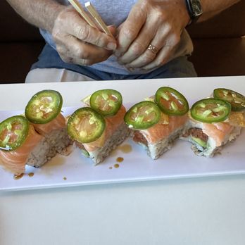 Kintoki Sushi House & Bar - Spicy Jalapeno Salmon Roll - Sushi Bars Near Me - Tucson, Arizona Kintoki Sushi House & Bar - Spicy Jalapeno Salmon Roll - Sushi Bars Near Me - Tucson, Arizona