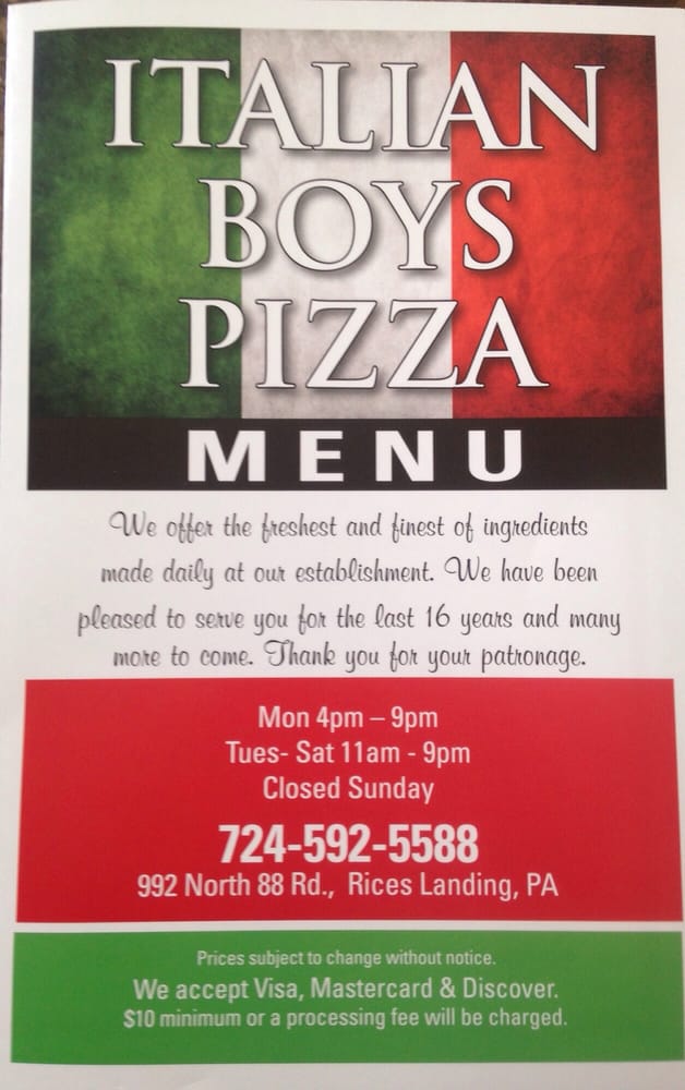 ITALIAN BOY’S PIZZA Updated July 2024 992 N 88 Rd, Rices Landing