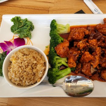 Blue Fish - Orange chicken with fried rice and broccoli - Japanese Near Me - Ocean City, Maryland Blue Fish - Orange chicken with fried rice and broccoli - Japanese Near Me - Ocean City, Maryland
