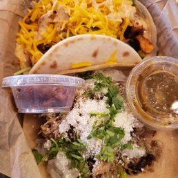 Tipsy chick & green chilies carnitas tacos