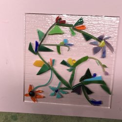 Fire & Light Glass Studio - My freestyle project pre- fire. It will end up as a small shallow bowl with wavy edges