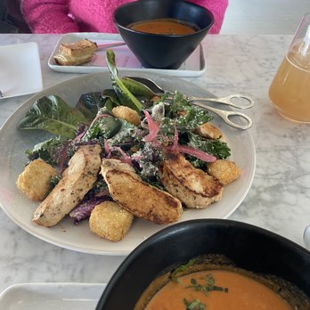 The Table at Crate - Tomato-Basil Soup and Kale Caesar - New American Near Me - Oak Brook, Illinois