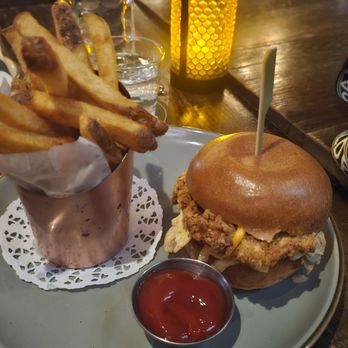 Haswell Green's - Chicken sandwich with fries - New American Near Me - New York, New York