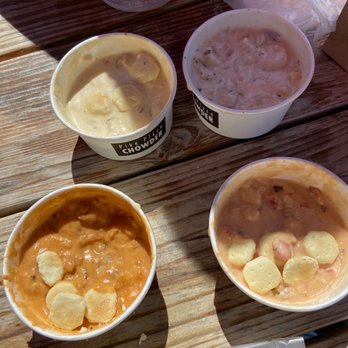 Pike Place Chowder - 4-Sampler Feast: Seared Scallop Chowder, New England Clam Chowder, Seafood Bisque, Smoked Salmon Chowder - Seafood Near Me - Seattle, Washington Pike Place Chowder - 4-Sampler Feast: Seared Scallop Chowder, New England Clam Chowder, Seafood Bisque, Smoked Salmon Chowder - Seafood Near Me - Seattle, Washington