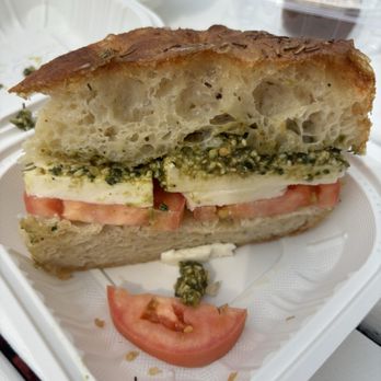 Baker Bru Cafe - Caprese focaccia sandwich - Cafes Near Me - Wells, Maine