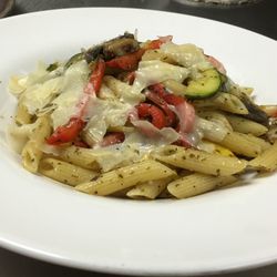 72 East American Bar & Grill - Garden Penne Pasta... Sauteed seasonal garden vegetables tossed with roasted red peppers & pesto over penne