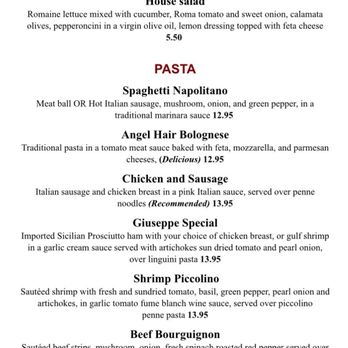 Giuseppe's - On line price is $12.95 and real price is $17.95.  I ordered over the phone based on the online website price.  What a scam.   1/10 - Italian Near Me - Burnsville, Minnesota