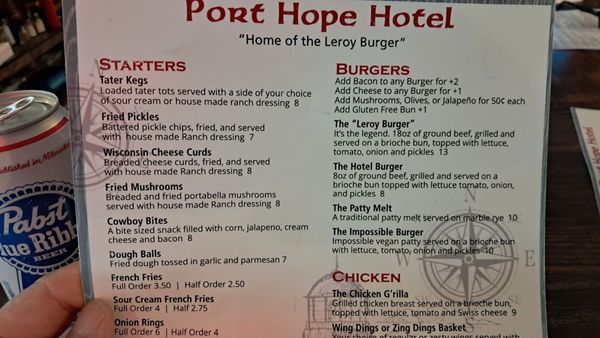 Menu photo 2 Port Hope Hotel Port Hope, MI Menu photo 2 Port Hope Hotel Port Hope, MI