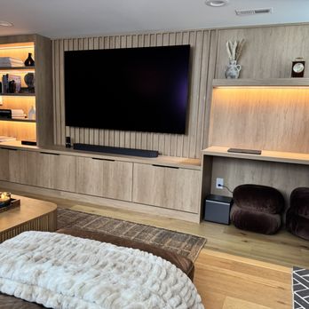Today's Design & Build - Custom white oak media center with accent fluting & led lighting by Today's Design & Build - General Contractors Near Me