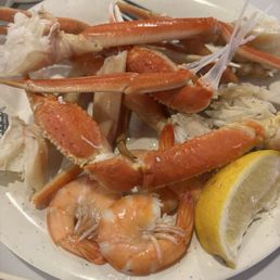 Crab legs and shrimp Crab legs and shrimp