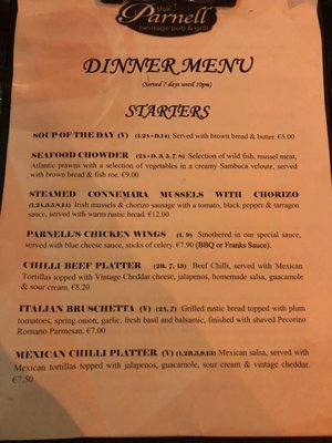 Menu photo 6 The Parnell Heritage Bar & Grill Dublin, D Menu photo 6 The Parnell Heritage Bar & Grill Dublin, D