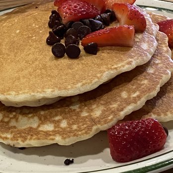 Penfold's Café - Chocolate chip pancakes with fresh strawberries. - Breakfast & Brunch Near Me - Temecula, California