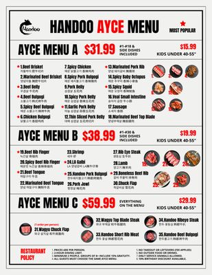 Menu photo 5 Handoo Korean Bbq San Diego, CA Menu photo 5 Handoo Korean Bbq San Diego, CA