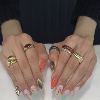 Oasis Nails & Spa - Gelx nail with design - Nail Salons Near Me - Duvall, Washington