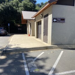 Restrooms next to the trail entrance.
