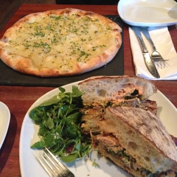 Armsby Abbey - Potato Chive Pizza and Pulled Pork with fresh Ciabatta Roll- Yum! - New American Near Me - Worcester, Massachusetts Armsby Abbey - Potato Chive Pizza and Pulled Pork with fresh Ciabatta Roll- Yum! - New American Near Me - Worcester, Massachusetts