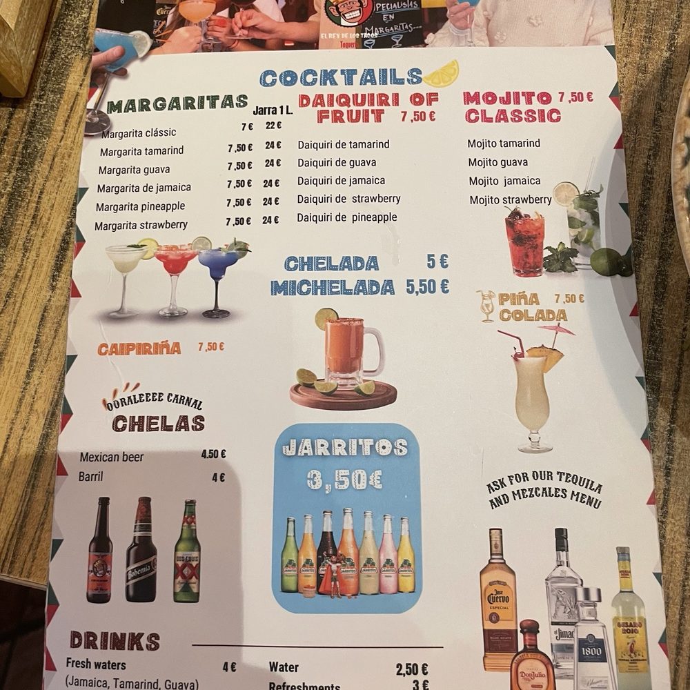 Drink menu Drink menu