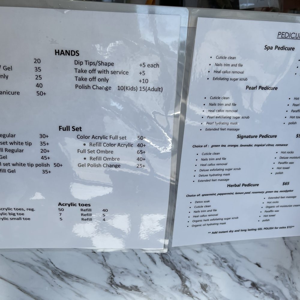 Prices menu