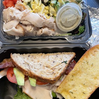 Corner Bakery Cafe - Uptown Turkey Avocado Sandwich and Turkey Avocado Cobb Salad w/garlic bread - Breakfast & Brunch Near Me - Tukwila, Washington