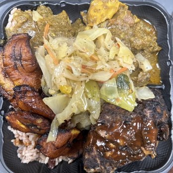 Jerky's Jamaican Grill - a meal in a styrofoam container - Caribbean Near Me - Columbus, Ohio