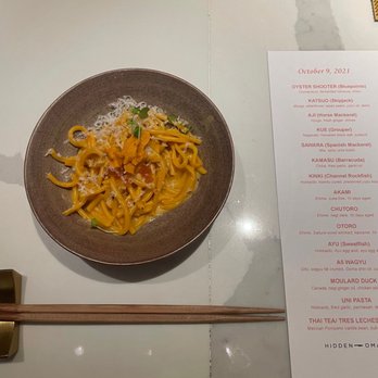 Hidden Omakase - Uní pasta and menu for the night - Sushi Bars Near Me - Houston, Texas Hidden Omakase - Uní pasta and menu for the night - Sushi Bars Near Me - Houston, Texas