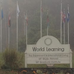 School for International Training - Foggy Entrance Signage to The World of Learning