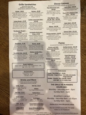 Menu photo 4 The Grille at Runways Hagerstown, MD