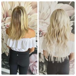 Salon Sixxthirteen - Before and after NBR hair extensions.