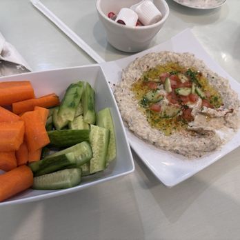 Tete’s Kitchen - Baba ghanoush with dipping vegetables - Mediterranean Near Me - Clovis, California Tete’s Kitchen - Baba ghanoush with dipping vegetables - Mediterranean Near Me - Clovis, California