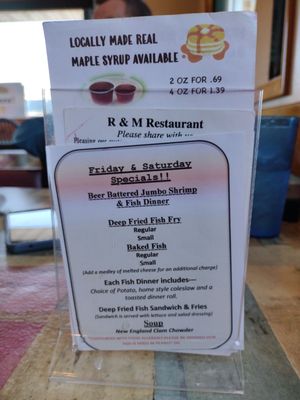 Menu photo 6 R & M Restaurant Randolph, NY