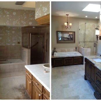 Ballroom Baths & Home Design - Before and after photo of master bath - General Contractors Near Me - Boerne, Texas Ballroom Baths & Home Design - Before and after photo of master bath - General Contractors Near Me - Boerne, Texas