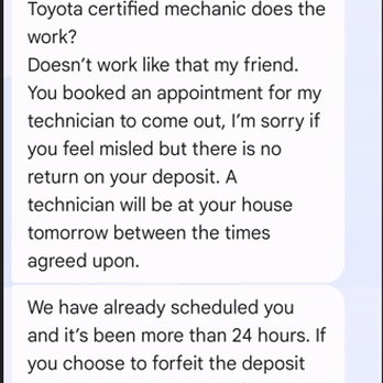 Express Mobile Mechanics - Here is Dewayne Taylor's response to my request for a certified Toyota Mechanic to perform work on my 2023 Toyota Tundra - Auto Repair Near Me