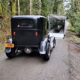 Model A Sedan getting ready to load onto transport. Model A Sedan getting ready to load onto transport.