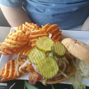 Sidelines Sports Pub - Blu man burger with fries - Sports Bars Near Me - Avon, Indiana Sidelines Sports Pub - Blu man burger with fries - Sports Bars Near Me - Avon, Indiana