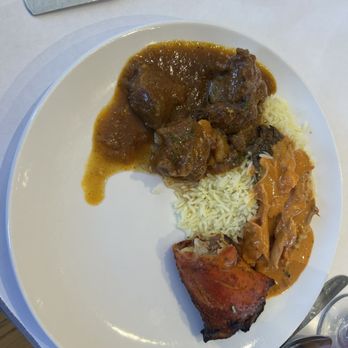 Naan and Dosa - Goat Curry, Butter Chicken & Tandoori Chicken atop Basmati Rice - Indian Near Me - Albuquerque, New Mexico