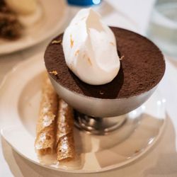 Quarter Sheets - Chocolate Mousse: oloroso sherry anglaise, espresso, citrus tuile, whipped cream (19 Jan 2025), $12
