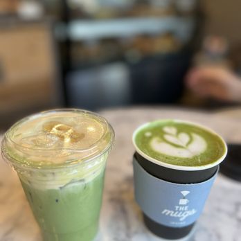 The Mugs - Iced Banana Matcha Latte and regular Matcha Latte - Coffee & Tea Near Me - Irvine, California