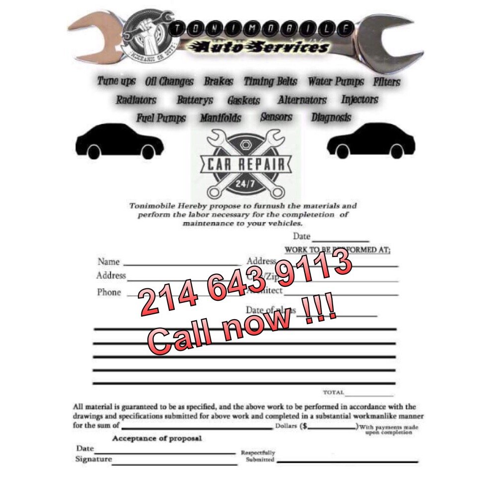 TONIMOBILE AUTO REPAIR Grand prairie, Texas Auto Repair Phone