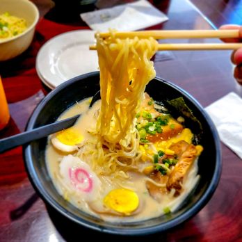 Ichiban Ramen - Getting that noodle pull on a tonkatsu ramen - Sushi Bars Near Me - Homer Glen, Illinois
