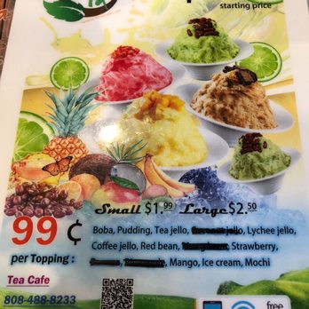 Tea Cafe - Shave Ice Menu - Coffee & Tea Near Me - Aiea, Hawaii