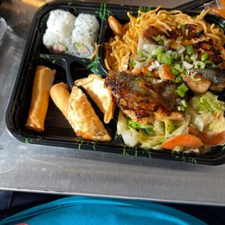 Quickway Japanese Hibachi - Salmon and shrimp bento box $11.75