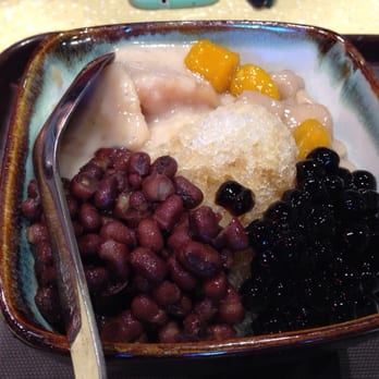 Meet Fresh - Ice with (clockwise) taro, taro balls, sweet potato balls, boba, and red beans. - Desserts Near Me - Irvine, California Meet Fresh - Ice with (clockwise) taro, taro balls, sweet potato balls, boba, and red beans. - Desserts Near Me - Irvine, California