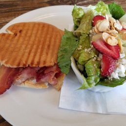 The Peachy Bacon with strawberry salad