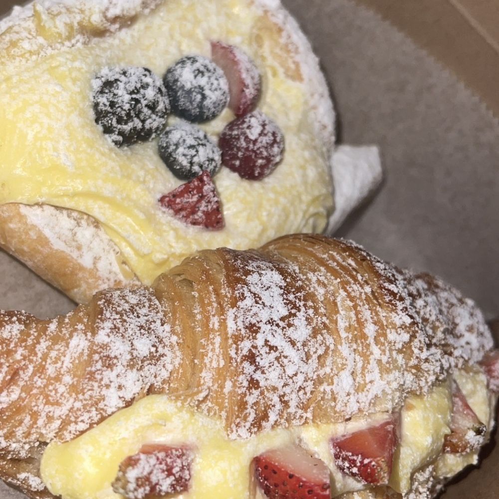Fruit and cream pastry & strawberry and cream croissant